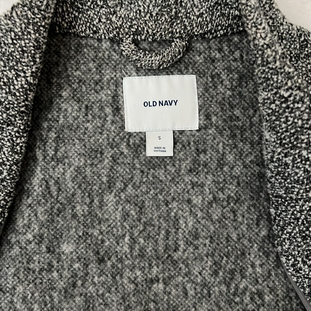 Old Navy Gray & White Relaxed Textured Button-Front Coat Size Small - Picture 9 of 12